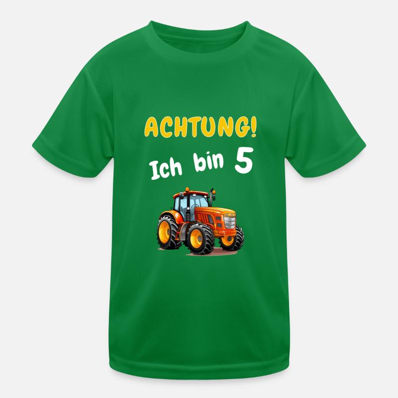 Achtung! Ich bin 5 Traktor Geburtstagsshirt 5 Jahr Kinder Funktions-T-Shirt