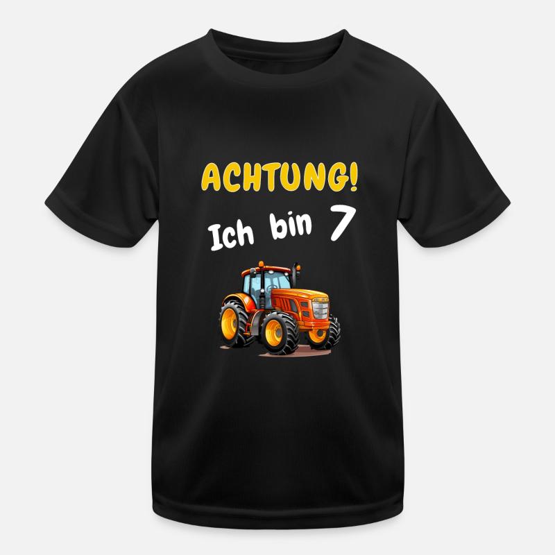Achtung! Ich bin 7 Traktor Geburtstagsshirt 7 Jahr Kinder Funktions-T-Shirt