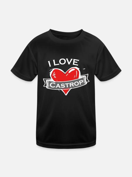 Castrop - Ich liebe Stadtnamen in Tattoo Stil - Kinder Funktions-T-Shirt - Schwarz - Vorne