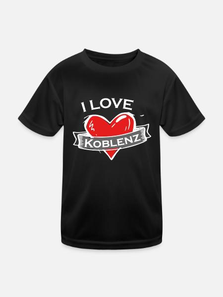 Koblenz - Ich liebe Stadtnamen in Tattoo Stil - Kinder Funktions-T-Shirt - Schwarz - Vorne