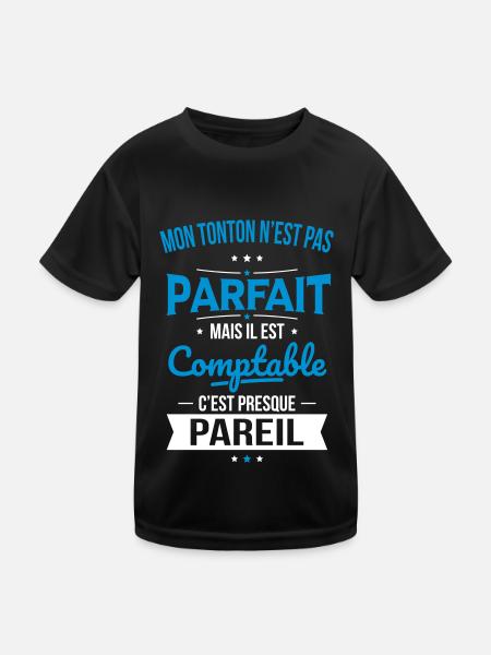 Mon tonton n'est pas parfait - Comptable - T-shirt sport Enfant - noir - Devant