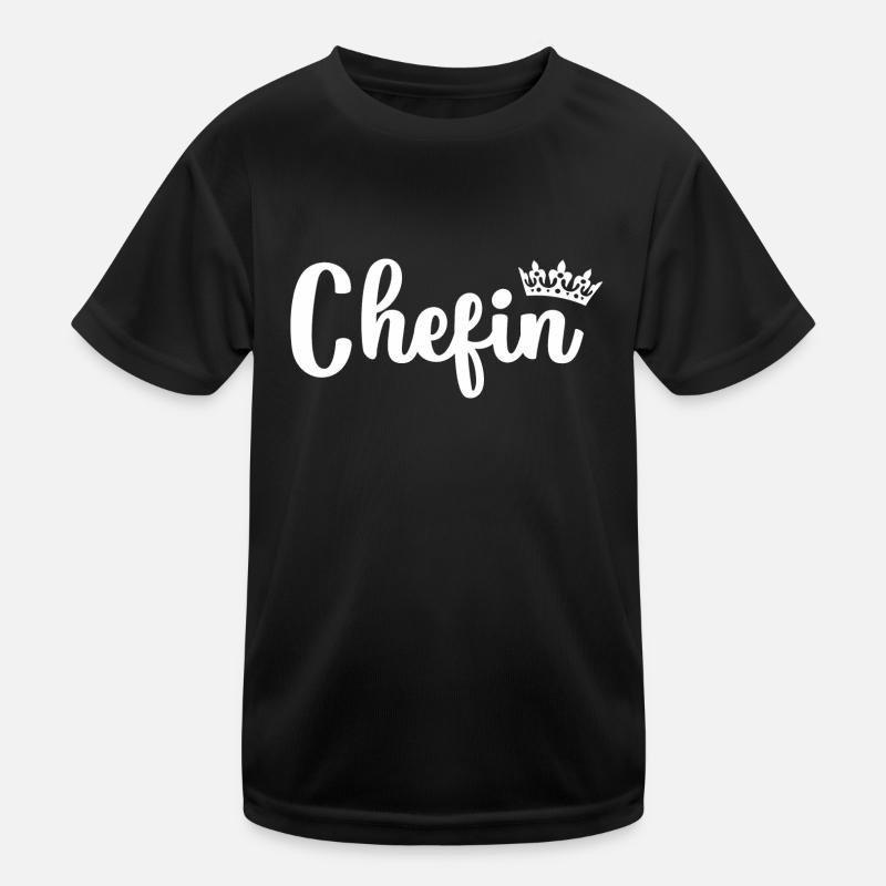 Chefin - Kinder Funktions-T-Shirt - Schwarz