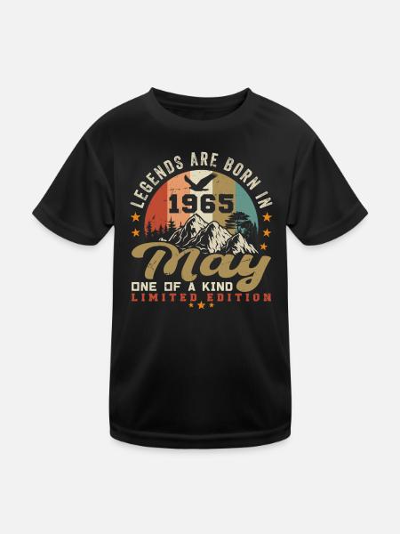Mai 1965 Geburtstagsgeschenk Mai 1965 - 1965 Mai - Kinder Funktions-T-Shirt - Schwarz - Vorne