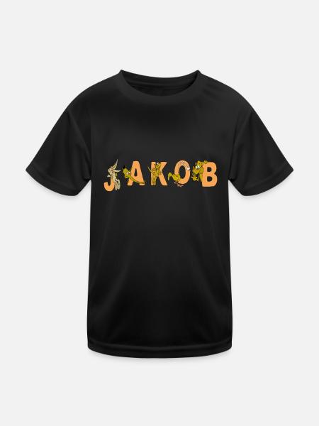 Jakob - Kinder Funktions-T-Shirt - Schwarz - Vorne