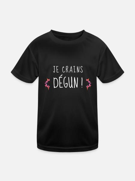 Je crains dégun - T-shirt sport Enfant - noir - Devant