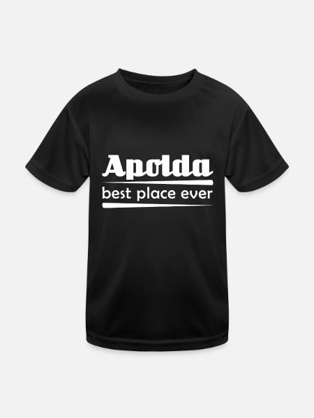 Apolda - Stadt best place ever - Kinder Funktions-T-Shirt - Schwarz - Vorne