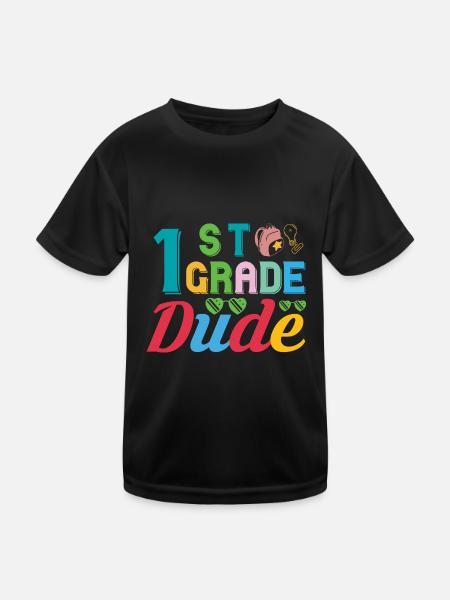 1. Klasse Dude Rainbow Girls Boys Teacher Team - Kinder Funktions-T-Shirt - Schwarz - Vorne