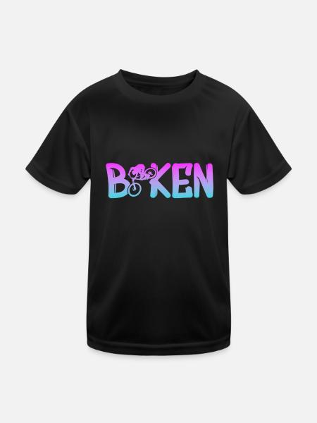 biken downhill fahrrad bike - Kinder Funktions-T-Shirt - Schwarz - Vorne