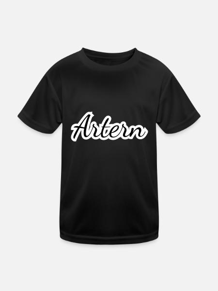 Artern - Textdesign mit Stadtnamen - Kinder Funktions-T-Shirt - Schwarz - Vorne