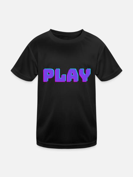 PLAY - das Piece für Gamer - Kinder Funktions-T-Shirt - Schwarz - Vorne