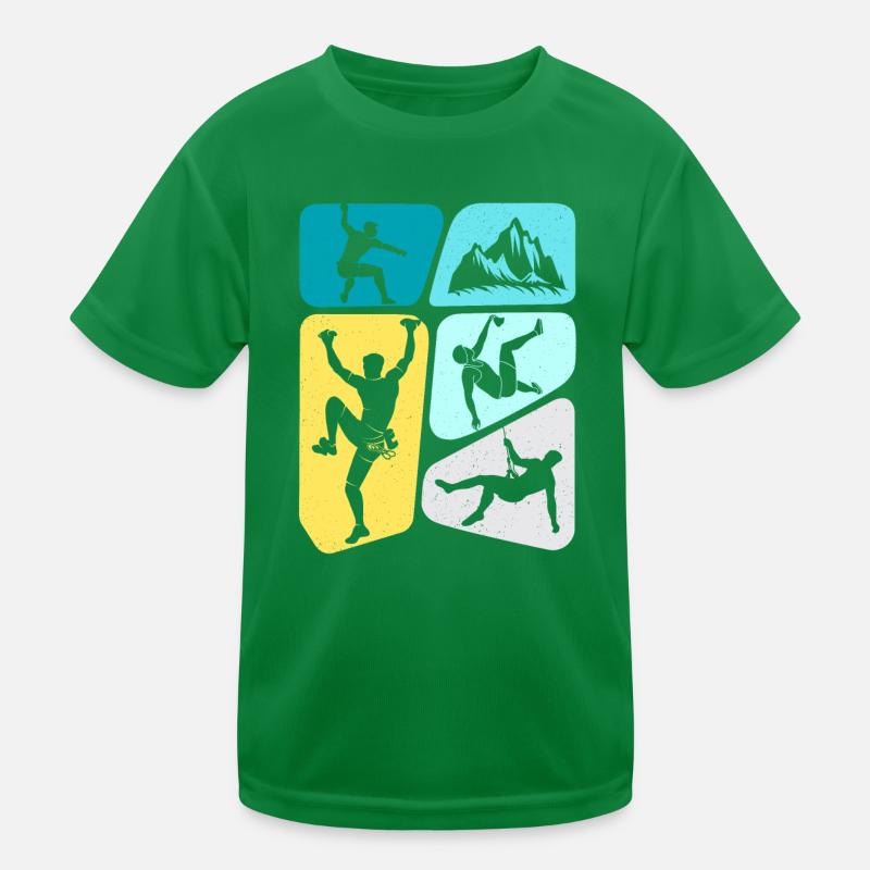 Climbing Climbers Boys Mountains Bouldering Kids Kids Functional T-Shirt