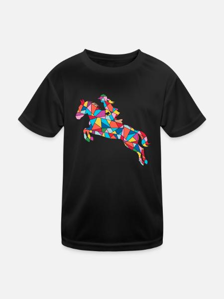 Équitation Cavalier Enfants Filles Femmes Chevaux - T-shirt sport Enfant - noir - Devant