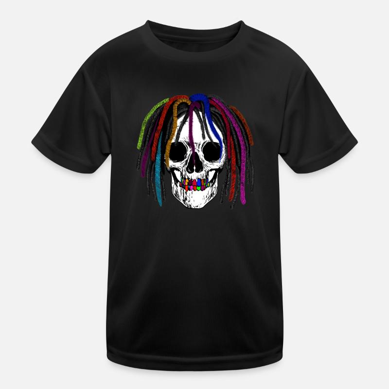 Jamaica Reggae Rasta Rastafarian Dreadlock Skull Kids Functional T-Shirt