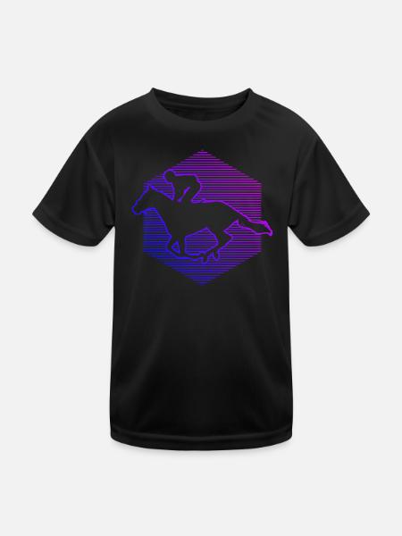 Equestrian Damen Reitsport Horse Riding - Kinder Funktions-T-Shirt - Schwarz - Vorne