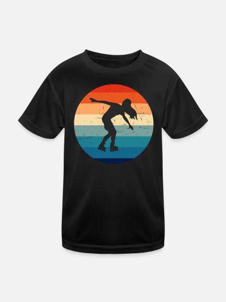 Roller Skate Men Women's Rollerskate Roller Skating - Kids Functional T-Shirt - black - Front