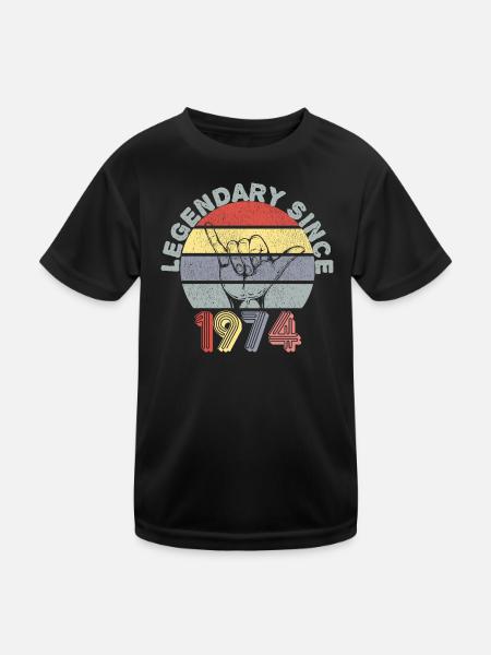 1974 | Vintage Legendary since 1974 Anniversary - Kids Functional T-Shirt - black - Front