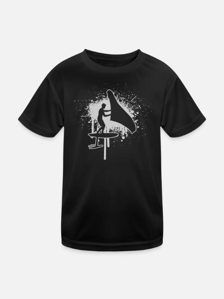Damen wingsurf wingsurfen Herren foilwing - Kinder Funktions-T-Shirt - Schwarz - Vorne