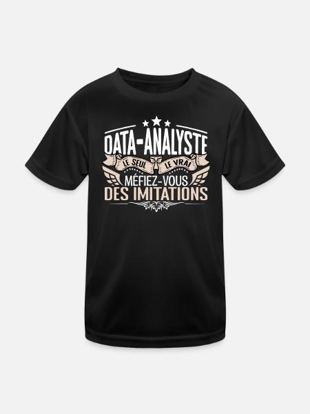 Data Analyste le seul Data Analyste le vrai Data A - T-shirt sport Enfant - noir - Devant