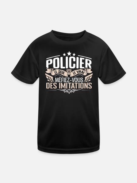 Policier le seul Policier le vrai Policier - T-shirt sport Enfant - noir - Devant