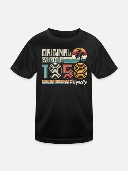 1958 birthday 1958 born in 1958 anniversary - Kids Functional T-Shirt - black - Front