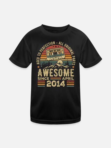 April 2014 Vintage Retro Geburtstagsgeschenk - Kinder Funktions-T-Shirt - Schwarz - Vorne