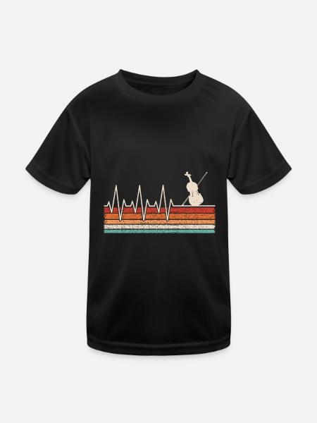 Violine Herzschlag - Kinder Funktions-T-Shirt - Schwarz - Vorne