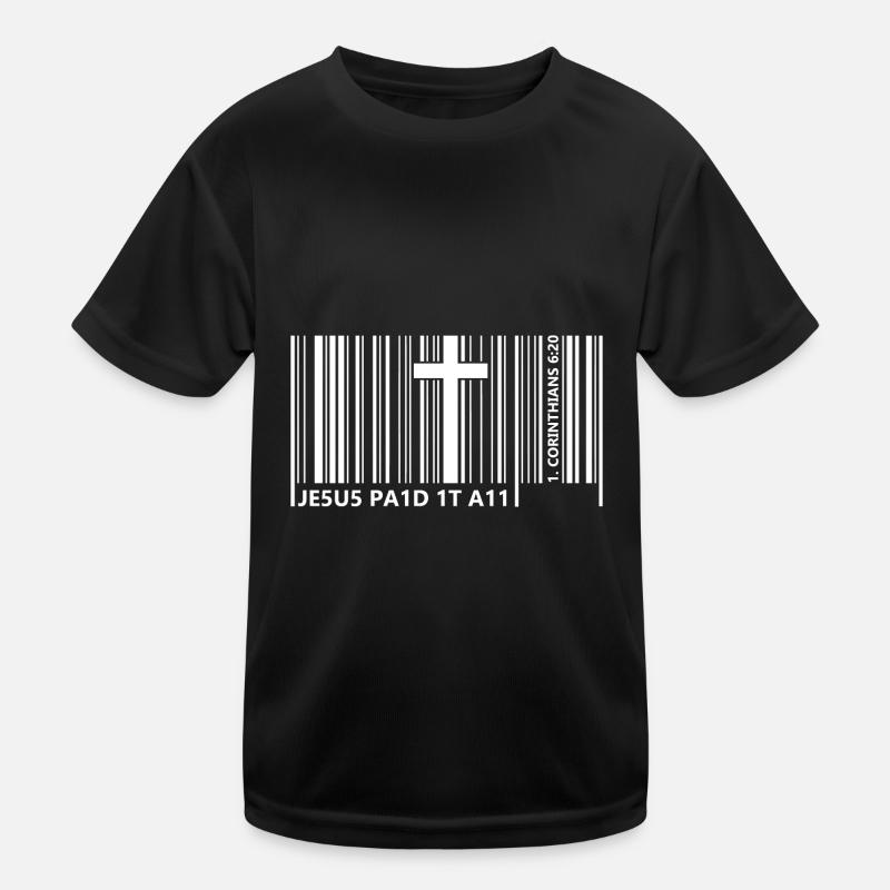 Jésus a tout payé à code-barres Bible Versets 6:20 T-shirt sport Enfant