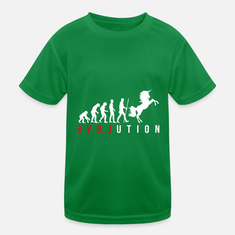 Evolution Einhorn Kinder Funktions-T-Shirt