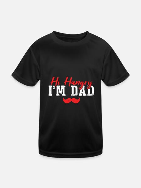 Hallo Hungrig, ich bin Papa - Kinder Funktions-T-Shirt - Schwarz - Vorne