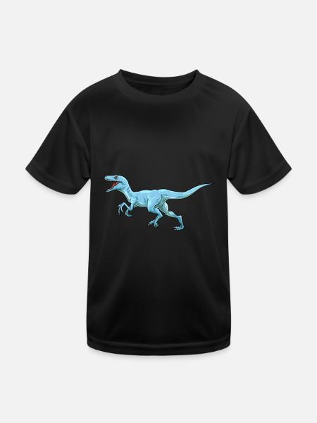Dinosaurier Velociraptor Raptor Dino - Kinder Funktions-T-Shirt - Schwarz - Vorne