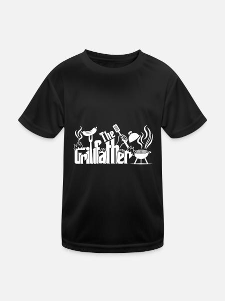 Grilling BBQ dad dad at the grill - Kids Functional T-Shirt - black - Front