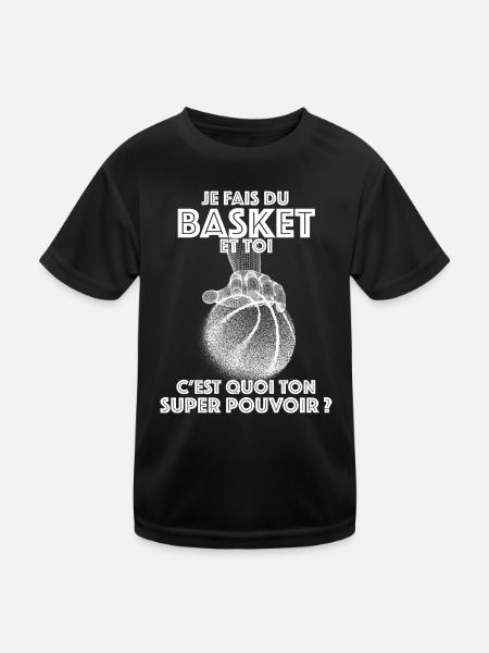 Basket Super pouvoir idée cadeau Humour Homme - T-shirt sport Enfant - noir - Devant