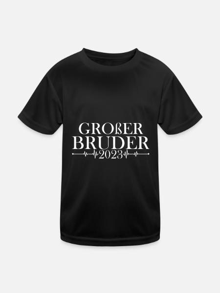 Bruder 2023 Schwanger Werdender Bruder - Kinder Funktions-T-Shirt - Schwarz - Vorne