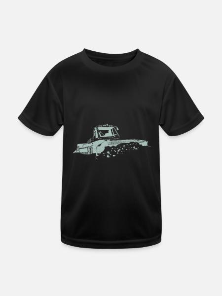 Snow groomer ski winter sport skier silhouette - Kids Functional T-Shirt - black - Front