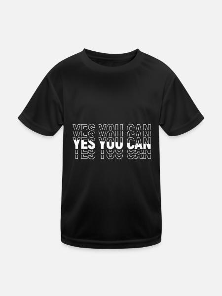 Yes you can - Gym Motivation - Kinder Funktions-T-Shirt - Schwarz - Vorne
