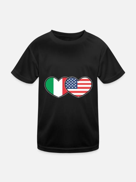 Italien - Kinder Funktions-T-Shirt - Schwarz - Vorne
