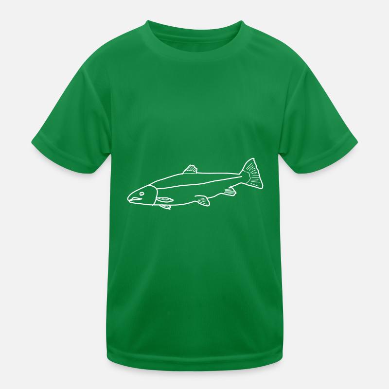 Lachs lineart Kinder Funktions-T-Shirt