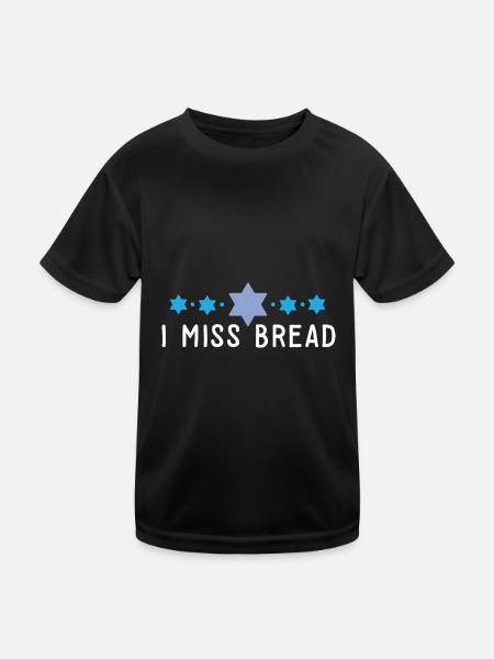 Funny Jewish Kosher Passover I Miss Bread No - Kinder Funktions-T-Shirt - Schwarz - Vorne