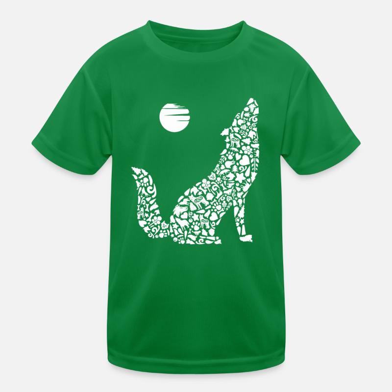 Heulender Wolf Tier Wolfssilhouette Mädchen Wölfe Kinder Funktions-T-Shirt