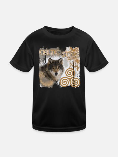 celts 9 with wolf and triskele - Kids Functional T-Shirt - black