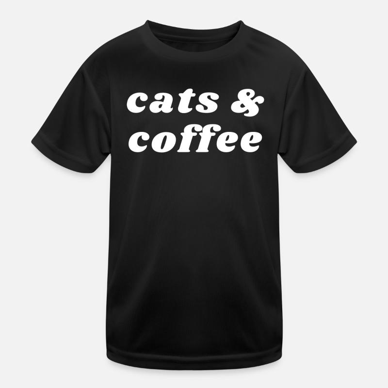 Katzen und Kaffee - Koffein Kinder Funktions-T-Shirt
