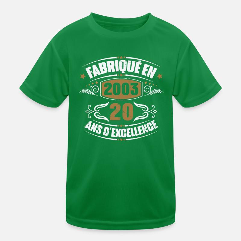 Fabriqué en 2003, 20 ans d'excellence T-shirt sport Enfant