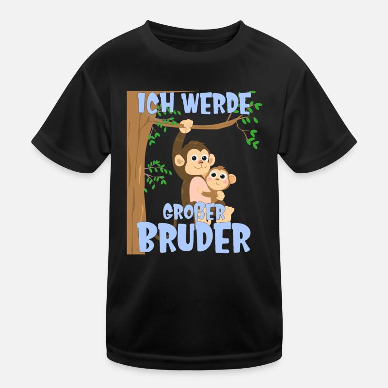 Ich werde bald ein großer Bruder sein Affen Motiv Kinder Funktions-T-Shirt