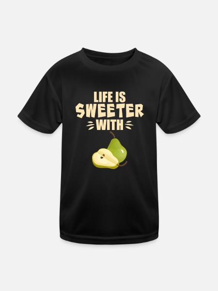 Life Is Sweeter With Pear - Kids Functional T-Shirt - black - Front