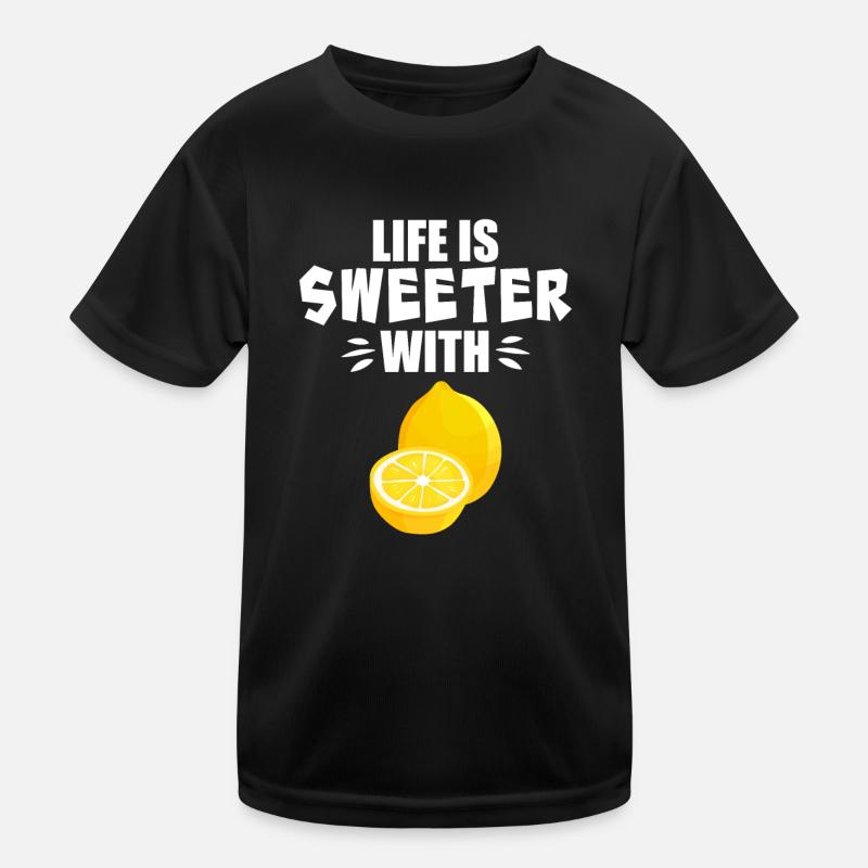Mit Zitrone ist das Leben süßer - Kinder Funktions-T-Shirt - Schwarz
