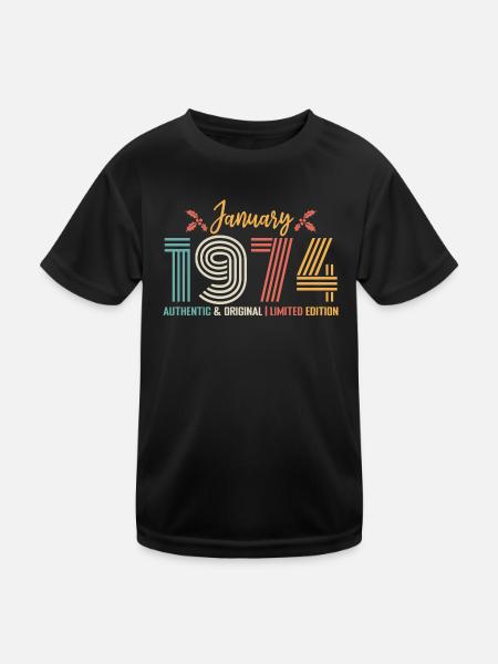 Januar 1974 Geburtstag Januar 1974 Retro - Kinder Funktions-T-Shirt - Schwarz - Vorne
