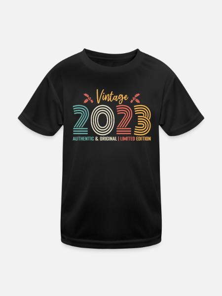 Geburtstag 2023 Geburtstag 2023 Retro - Kinder Funktions-T-Shirt - Schwarz - Vorne