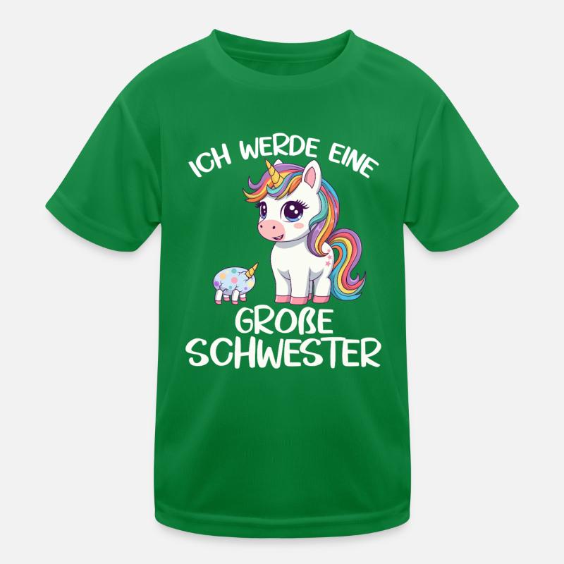 Ich werde eine große Schwester Einhorn Baby im Ei Kinder Funktions-T-Shirt