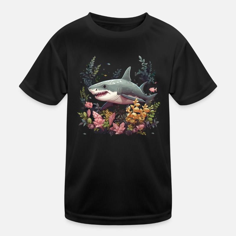 Great White Shark Fish Corals Kids Functional T-Shirt