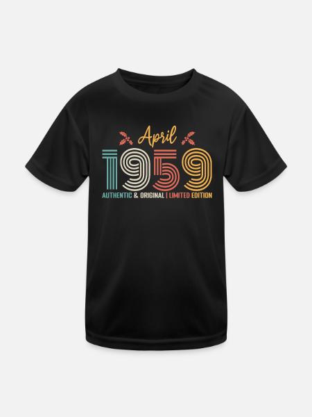 April 1959 Geburtstag April 1959 Retro - Kinder Funktions-T-Shirt - Schwarz - Vorne